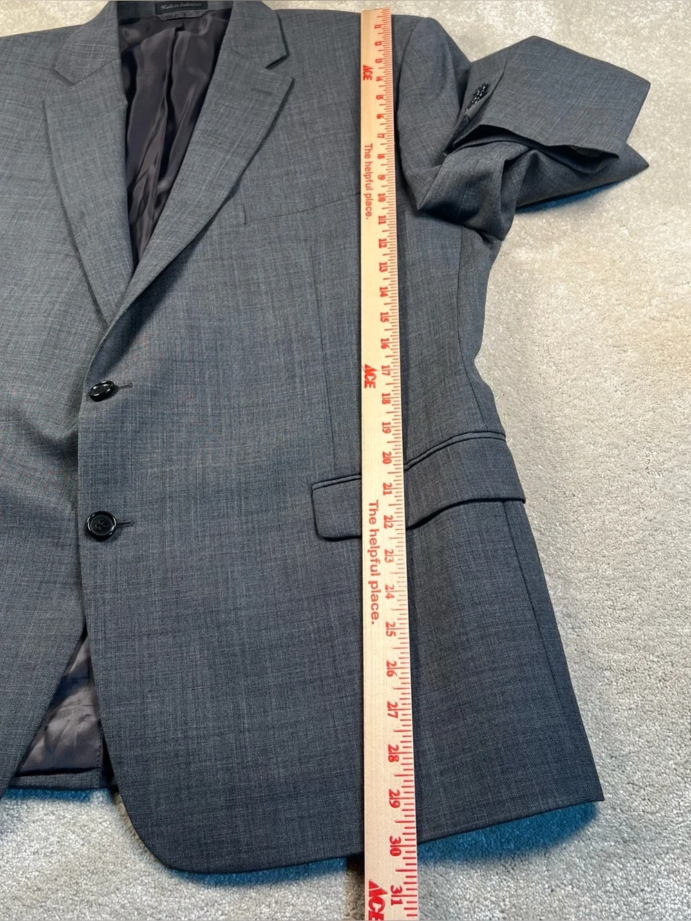 Lauren Ralph Lauren Gray Sport Coat Blazer Jacket 2 Button 100% Wool Men's 46R